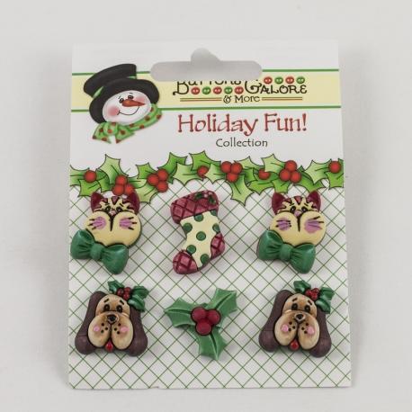 Bottoni decorativi gatti, cani, calza, pungitopo arti e grafica 3cm