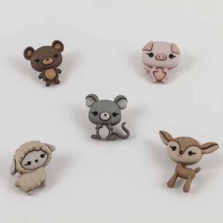 Bottoni decorativi  in resina animali Stafil busta da 5 pezzi 2 cm per 2 cm