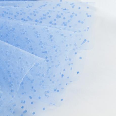 Tulle azzurro a pois H 1.50 mt x 50cm arti e grafica tessuto