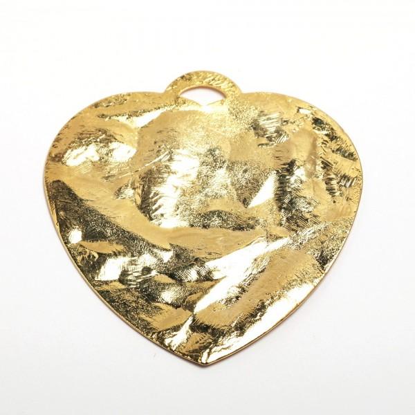 Ciondolo cuore martellato  colore oro 45 mm menoni busta da 3 pezzi