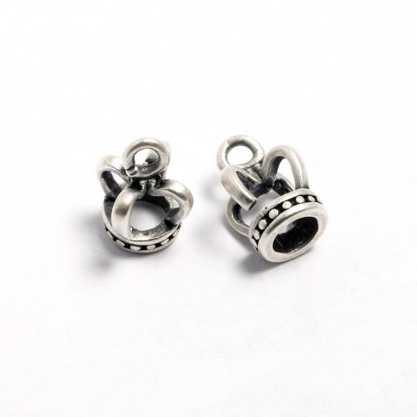 Ciondolo corona argento antico chiaro 8 mm menoni busta da 10 pezzi