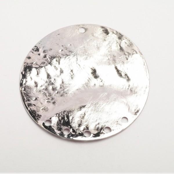 disco martellato con fori per charms colore argento menoni diametro 50 mm busta da 4 pezzi