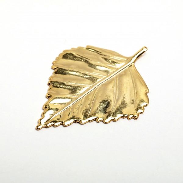 Ciondolo foglia di betulla 45mm oro menoni busta da 10 pezzi