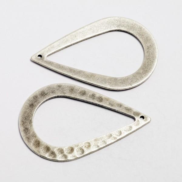 Goccia martellata 40mm colore argento chiaro menoni busta da 4 pezzi