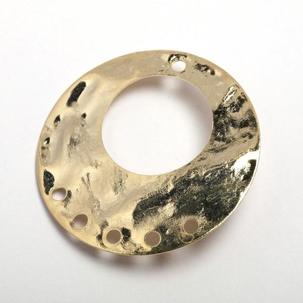 Ciondolo pendente tondo martellato con 1 foro sopra e 5 sotto per charms menoni 40mm D busta da 4 pezzi