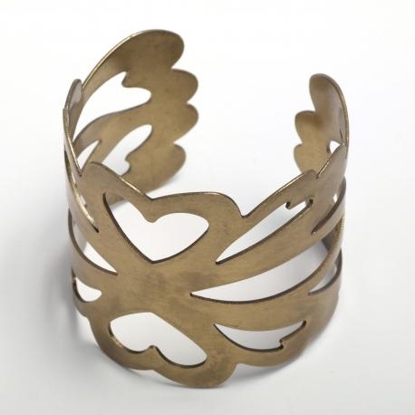 Bracciale  alla schiava floreale colore ottone menoni largo 50mm busta da 2 pezzi
