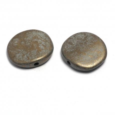 Perla  ovale grigia metallizzata marmorizzata (busta 3 pezzi) arti e grafica resina 19x21mm