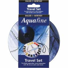 aquafine travel set daler rowney confezione in metallo 18 colori e mini pennello
