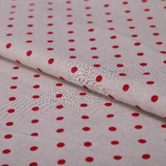 stoffa in cotone telato in tinta di colore beige con fantasia a pois rossi stafil  270 x 50 cm