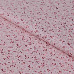 Stoffa in cotone tinta bianca con rametti rossi stafil altezza 110 cm x  50cm