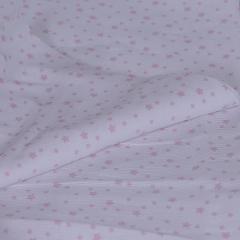 Tessuto rigatino bianco con piccoli  stelline rosa Stafil cm 140 x 50