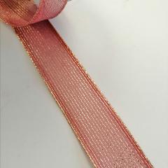 nastro organza rosa e oro goldina 25 mm x 1 mt