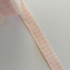 nastro quadrettato bianco sporco e rosa  stafil 15 mm x 1 mt