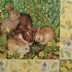 tovaglioli conigli nel prato arti e grafica busta da 2 pezzi 33 x 33 cm