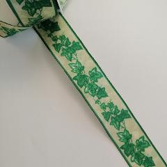 nastro cotone verde chiaro con edera stafil 40 mm per 1 mt