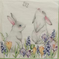 tovaglioli coniglietti bianchi nel prato fiorito arti e grafica busta da 2 pezzi 33 x 33 cm