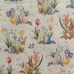 tovaglioli conigli con fiori e uova arti e grafica busta da 2 pezzi 33 x 33 cm