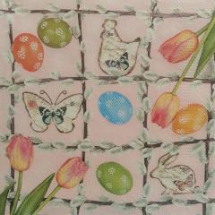 tovaglioli tulipani galline e uova arti e grafica busta da 2 pezzi 33 x 33 cm