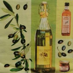 tovaglioli bottiglia olio e olive arti e grafica busta da 2 pezzi 33 x 33 cm