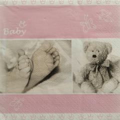 tovaglioli per decoupage nascita orsetti e piedini arti e grafica busta da 2 pezzi 33 x 33 cm