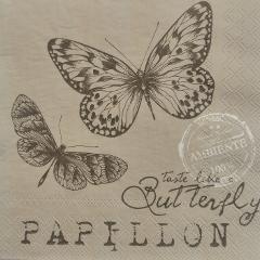 tovaglioli per decoupage farfalla in stile vintage con fondo tortora arti e grafica busta da 2 pezzi 30x30