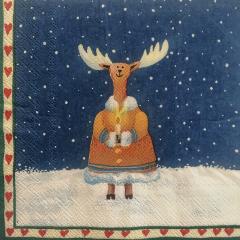 tovaglioli per decoupage natalizio renne con candele arti e grafica busta da 2 pezzi 33x33
