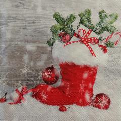 tovaglioli per decoupage natalizio scarpone con doni arti e grafica busta da 2 pezzi 25x25