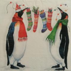 tovaglioli per  decoupage pinguini  natalizi arti e grafica busta da 2 pezzi 33x33