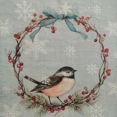 tovaglioli per decoupage natalizio uccellino nella ghirlanda arti e grafica busta da 2 pezzi 33x33