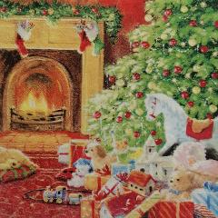 tovaglioli per decoupage natalizio camino con albero e doni arti e grafica busta da 2 pezzi 33x33