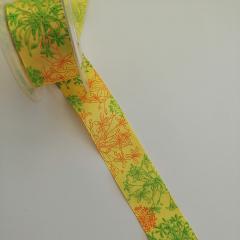 nastro giallo con fiori effetto rilievo stafil 40 mm per 1 mt