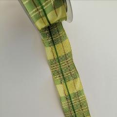 nastro scozzese verde chiaro e scuro con fili oro marianne hobby 40 mm x 1 mt