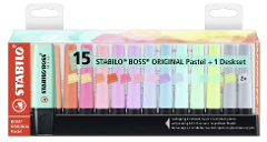 Evidenziatore  Pastel Desk-Set  Stabilo Boss Original Set con 15 evidenziatori