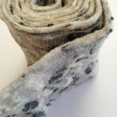 fascia di feltro in lana cotta grigio maculato bianco e nero stafil 15cm x 1 mt