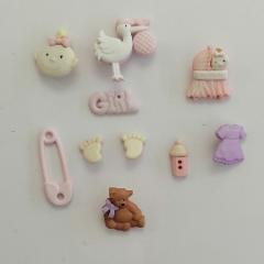 Bottoni decorativi in resina soggetti baby stafil busta da 10 pezzi 2,5 cm x 2 cm