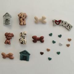 Bottoni decorativi in resina  a forma di cani stafil busta da 19 pezzi di  2 cm