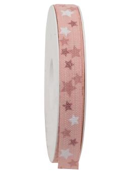 nastro rosa  con stelle bianco e rosa goldina 15 mm x 1mt - Nastri