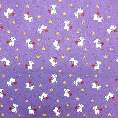 pannolenci stampato viola con unicorni bianchi stafil 30 x 40 cm
