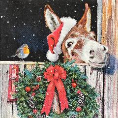 tovaglioli per decoupage natalizio asino e pettirosso arti e grafica busta da 2 pezzi 33x33 cm