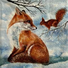 tovaglioli per decoupage natalizio volpe con scoiattolo arti e grafica busta da 2 pezzi 33x33