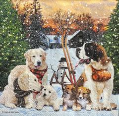 tovaglioli per decoupage natalizio cani nella neve arti e grafica busta da 2 pezzi 33x33