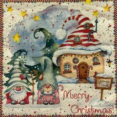 tovaglioli per decoupage elfi natalizi con casetta buffa arti e grafica busta da 2 pezzi 33x33