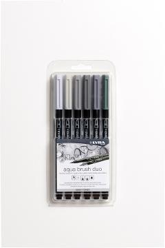 confezione pennarelli aqua brush duo lyra grey tones set da 6 pezzi