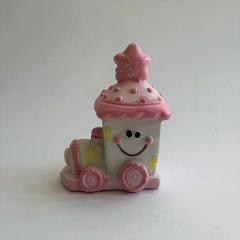 decorazione trenino giocattolo rosa Hobby Fun busta da 1 pezzi resina h 3.5cm