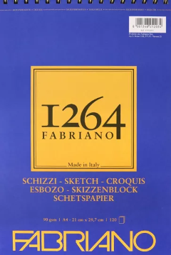 Blocco per Schizzi spiralato Fabbriano 1264 - 90/gsm | A4 21 x 29,7 cm | 120 fogli