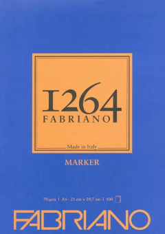 Blocco per Marker collato dal lato corto Fabriano 1264 - 70/gsm | A4 21 x 29,7 cm | 100 fogli