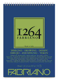 Blocco da Disegno spiralato Fabbriano 1264 - 180/gsm | A4 21 x 29,7 cm | 50 fogli