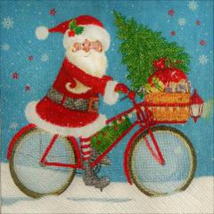 tovaglioli per decoupage natalizio bbbo natale in bici arti e grafica busta da 2 pezzi 25x25