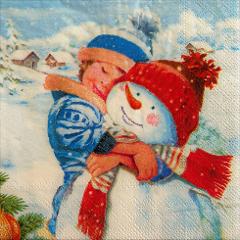 tovaglioli per decoupage natalizi abbraccio al pupazzo di neve arti e grafica busta da 2 pezzi 33x33