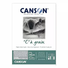 Blocco  da disegno "C"à grain - in omaggio matita carboncino HB Lyra Canson A4 21 x 29,7 | 30 Fogli | 250 g/m2